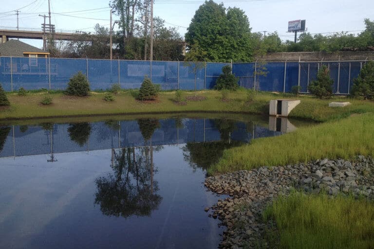 Drainage at Upstate Shredding's recycling facility