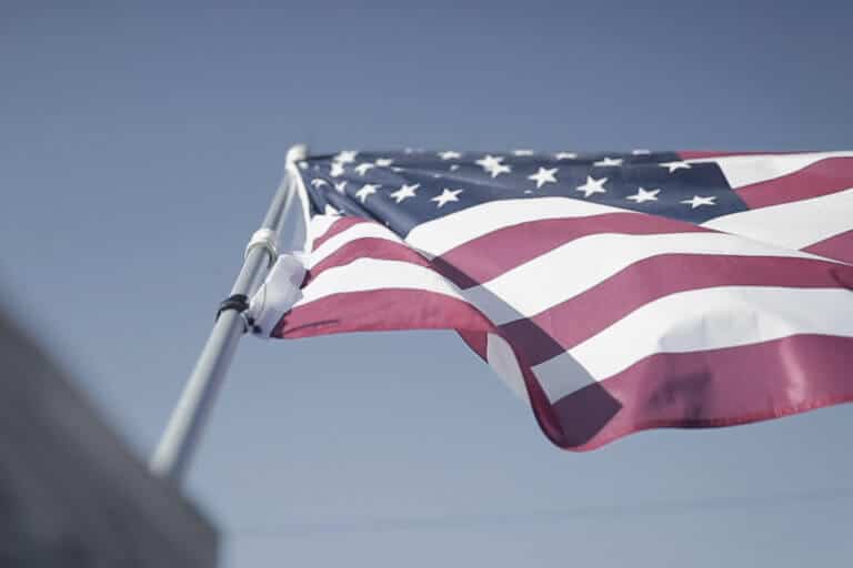 An American flag at Upstate Shredding