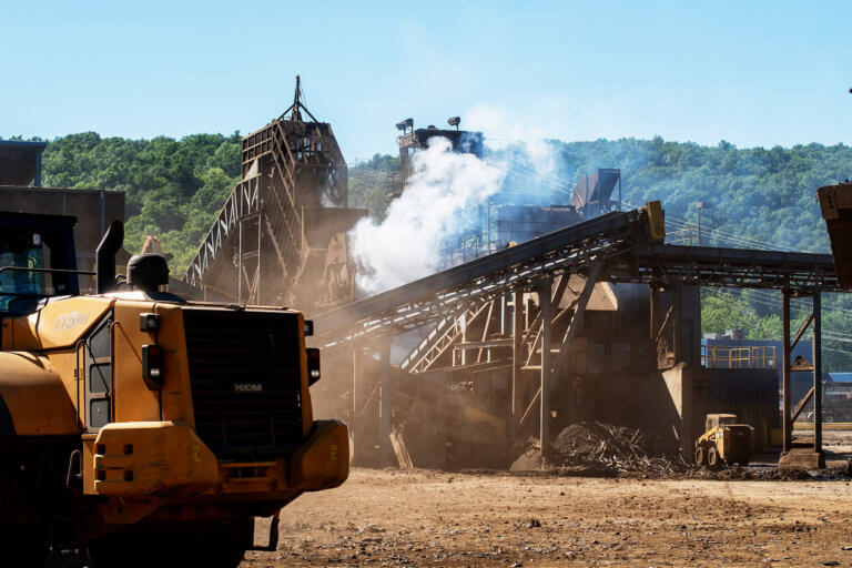 The Mega Shredder with Recycled metals at Upstate Shredding