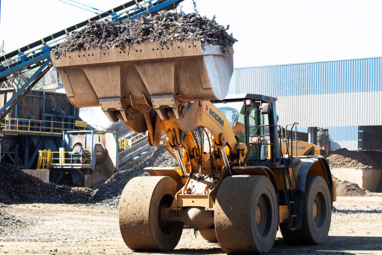 Loading up recycled scrap metal at upstate shredding